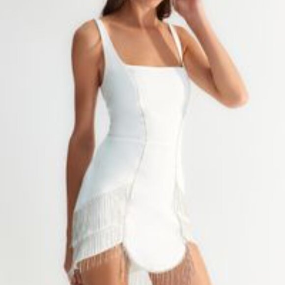 ZEYNEP TOSUN White Shiny Stone Rhinestone Dress, Size US 6 - Picture 2 of 11